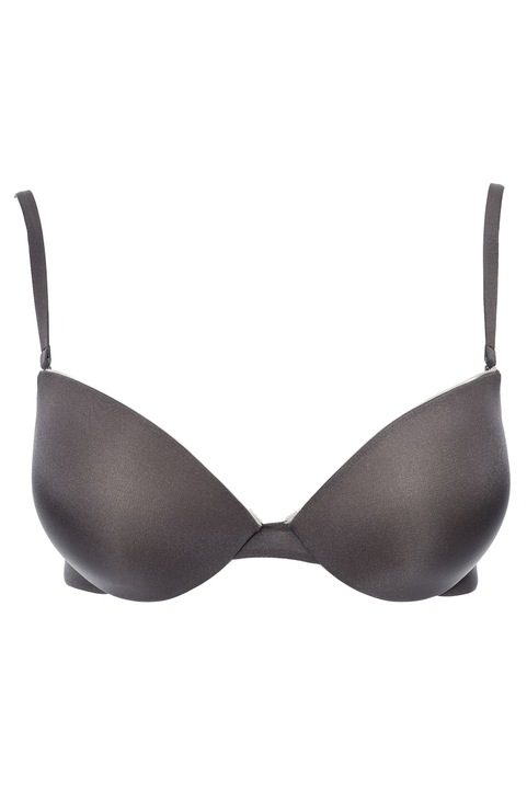 Sutien din microfibra, foarte fin cusaturi plate, Fantastic1344, cu burete subtire si push-up cu gel, Gri antracit