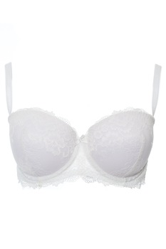 Sutien fara bretele, cu silicon in laterale si sustinere pentru sanii mari, model balconette, Wonder Lace2450, Alb Sutien fara bretele, cu silicon in laterale si sustinere pentru sanii mari, model balconette, Wonder Lace2450, Alb