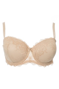 Sutien fara bretele, cu silicon in laterale si sustinere pentru sanii mari, model balconette, Wonder Lace2450, Nude Sutien fara bretele, cu silicon in laterale si sustinere pentru sanii mari, model balconette, Wonder Lace2450, Nude