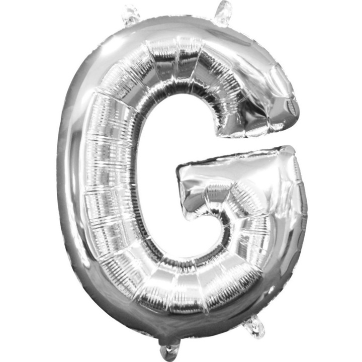 Мини буква G Фолиев балон, Сребрист 33см