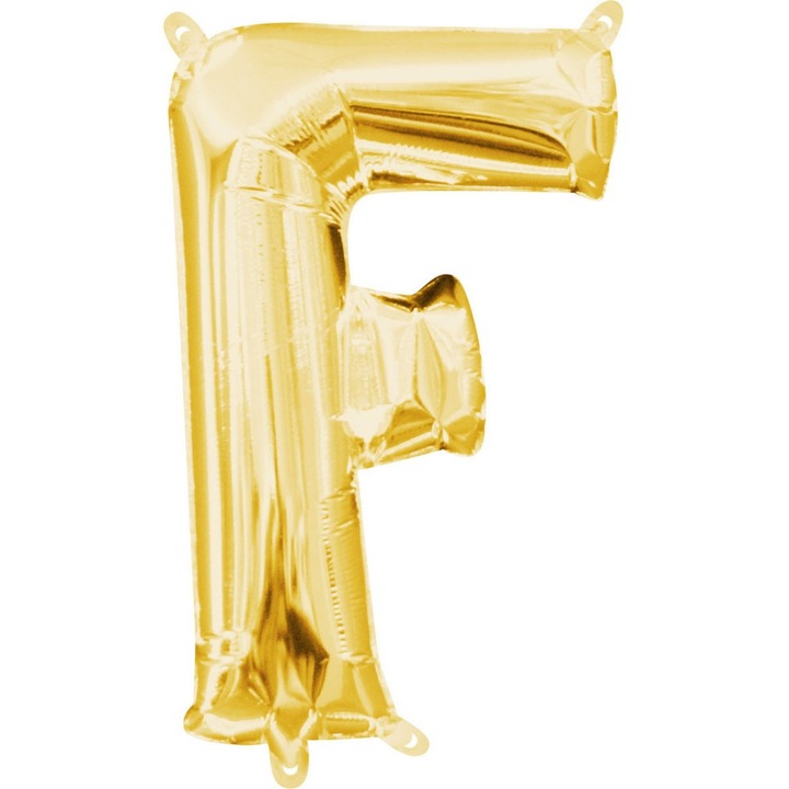 Gold, Златен балон с мини буква F фолио 33см