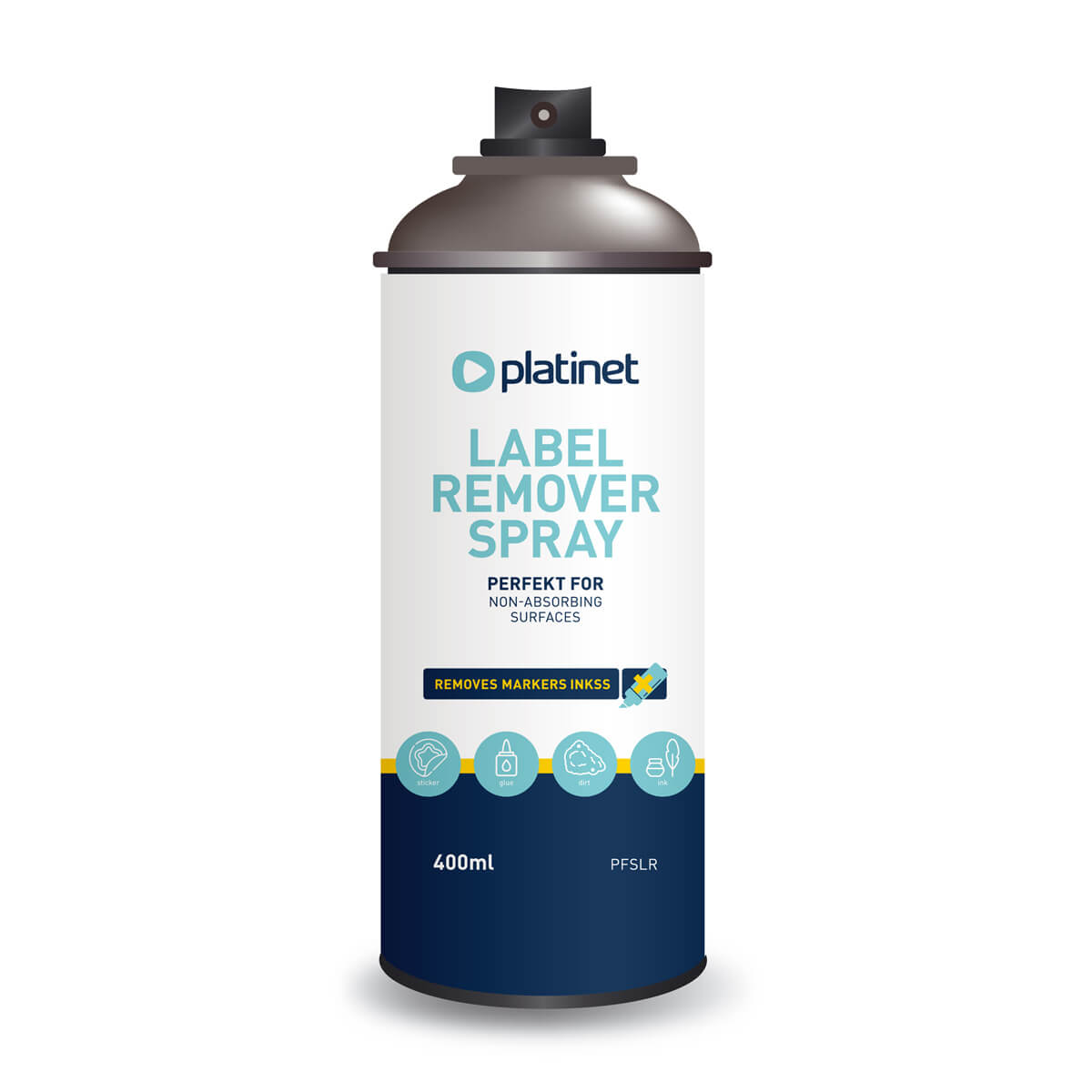 Spray pentru indepartare etichete, adeziv si cerneala, Platinet Spray 400 ml (alb)