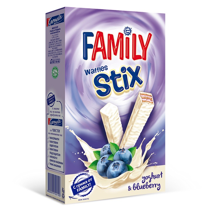 Тунквани вафли Family StiX, Йогурт и боровинки, 155 гр, Комплект 20 бр