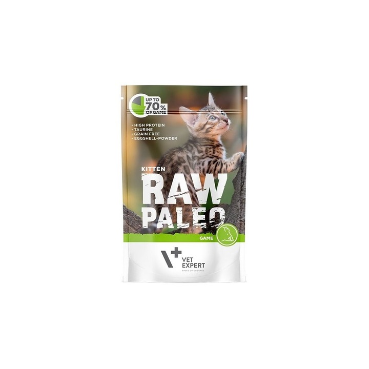 Hrana umeda pentru pisici, Raw Paleo Kitten, carne de vanat 100 g