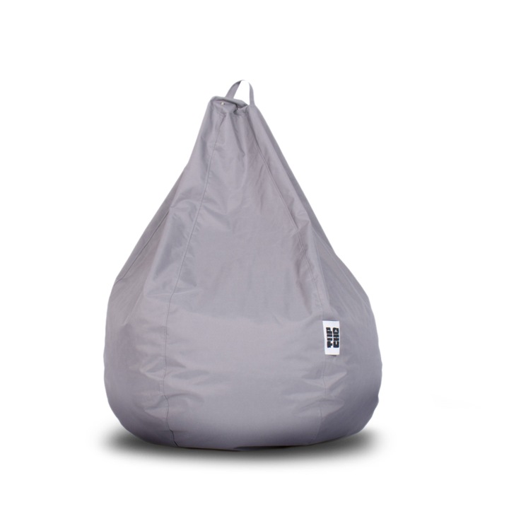 Topcho babzsákfotel kis körte, Kültéri vízálló anyagból, szürke, kivehető tok, töltött polisztirol gyöngyökkel