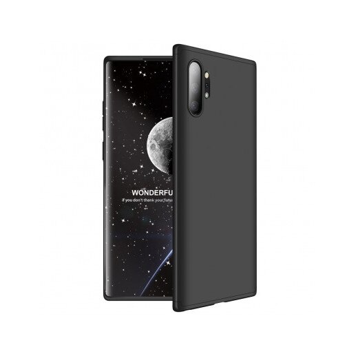 Husa 360 grade GKK, Samsung Note 10 Plus, neagra, 3 componente de imbinare, protectie totala