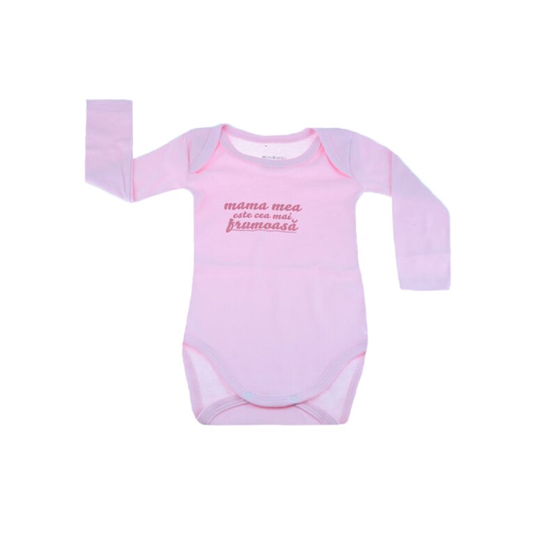 Body maneca lunga fetite Mini Bimbi BMB-06RZ, Roz, 92 cm