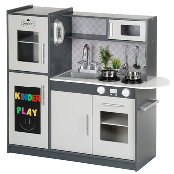 Bucatarie multifunctionala pentru copii, din lemn Kinderplay Green GS0057 + lumina Bucatarie multifunctionala pentru copii, din lemn Kinderplay Green GS0057 + lumina
