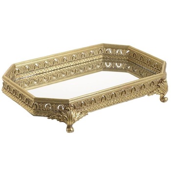 Tava Elegance Gold din rasina cu oglinda, 40 cm x 28 cm Tava Elegance Gold din rasina cu oglinda, 40 cm x 28 cm