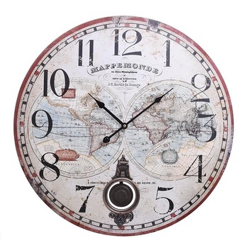 Ceas Atlas din lemn cu pendul, 58 x 58 cm, multicolor Ceas Atlas din lemn cu pendul, 58 x 58 cm, multicolor