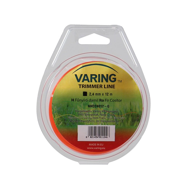 Fir motocoasa Varing NHD24012-Q, profil patrat, 2.4 mm x 12 m
