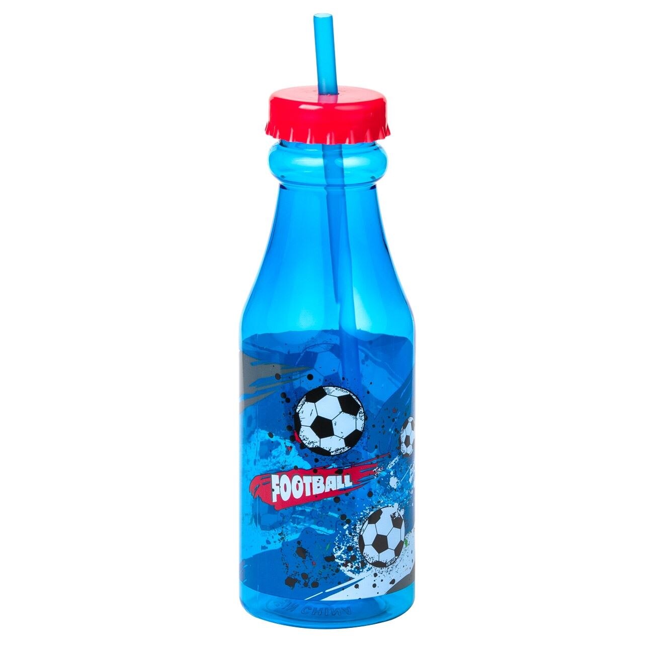 Sticla pentru copii, Zola®, cu pai, Footbal, 500 ml