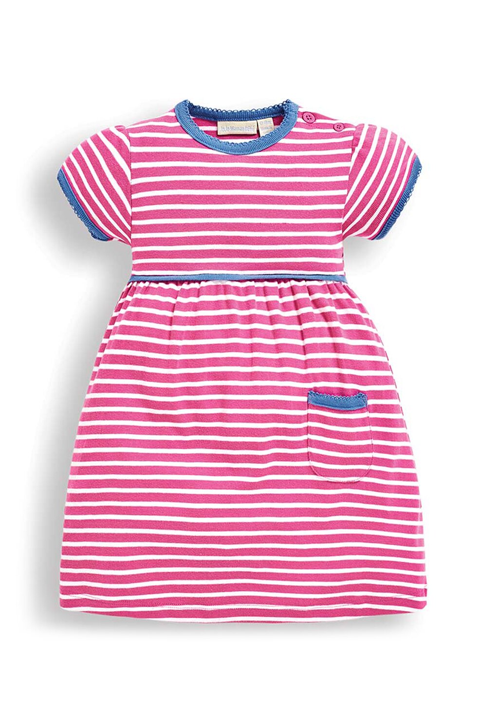 JoJo Maman Bebe, Rochie evazata cu model in dungi, Roz/Alb