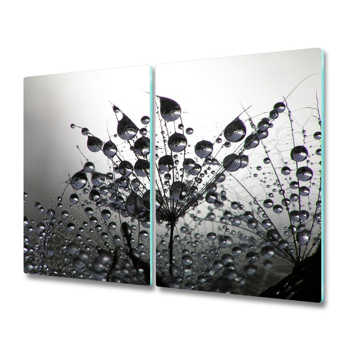 Set 2 tocatoare Tulup 513618. Model papadie. Sticla. 2x30x52 cm. Alb/Negru