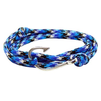 Bratara reglabila din snur paracord multicolor, preponderent albastru si inchizatoare Hook Bratara reglabila din snur paracord multicolor, preponderent albastru si inchizatoare Hook