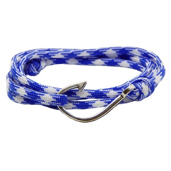Bratara reglabila din snur paracord alb cu albastru si inchizatoare Hook Bratara reglabila din snur paracord alb cu albastru si inchizatoare Hook