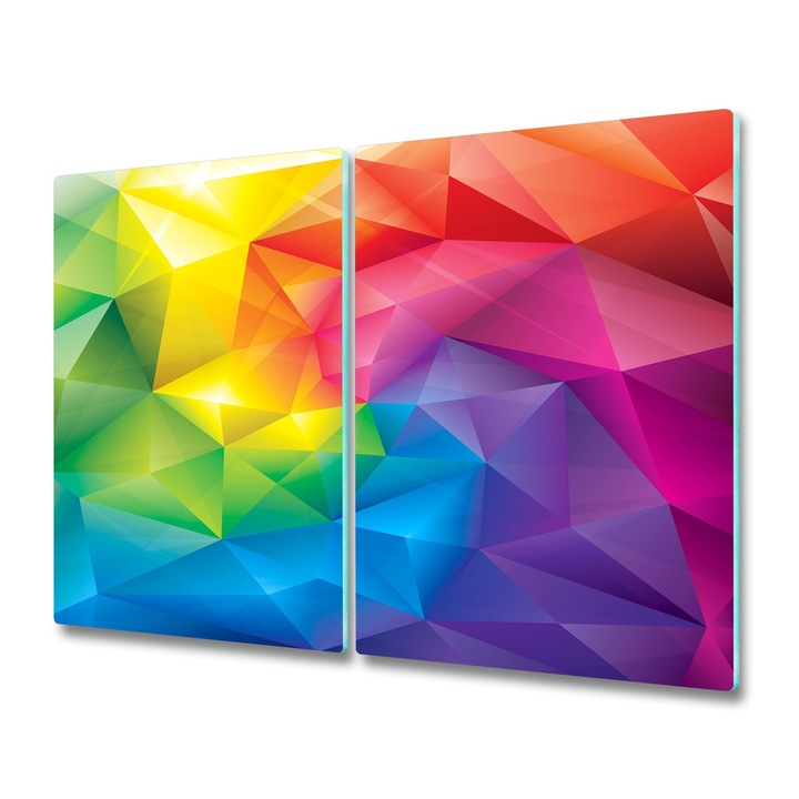 Set 2 tocatoare Tulup. Model geometric. Sticla. 2x30x52. 62390564. Multicolor