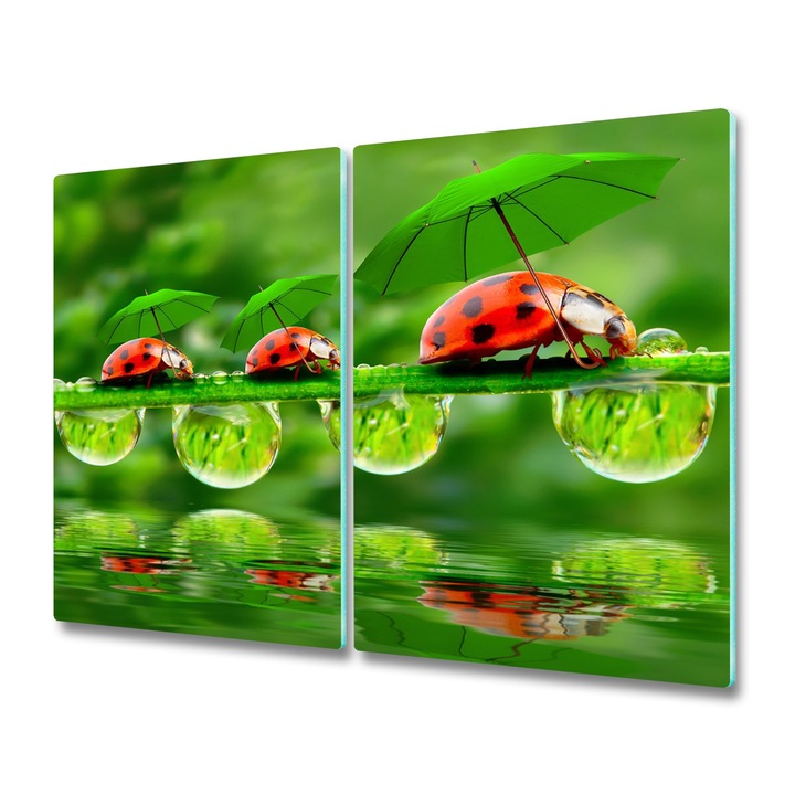 Set 2 tocatoare Tulup 58636971. Model buburuze cu umbrele. Sticla. 2x30x52 cm. Verde