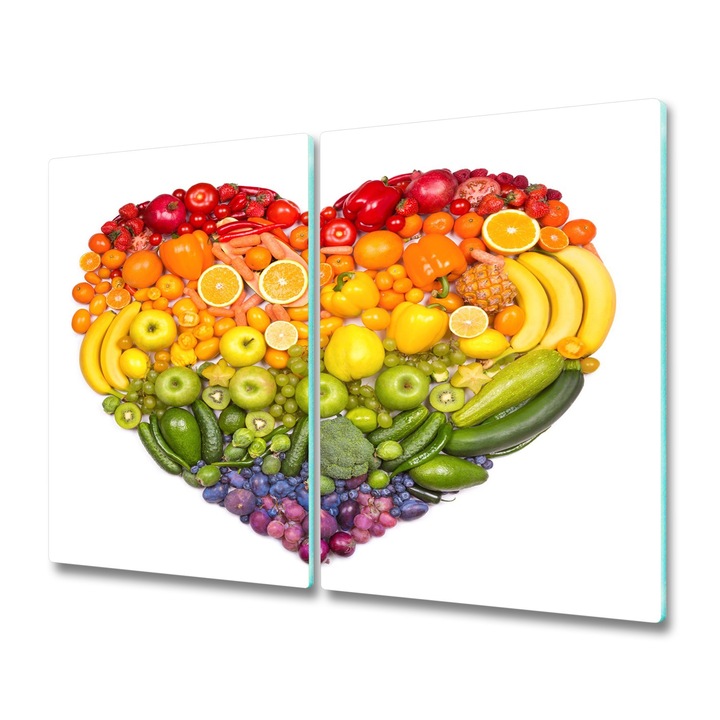 Tocator de bucatarie, Tulup, Inima de legume, Multicolor, 2x30x52 cm, 010010520010000007014
