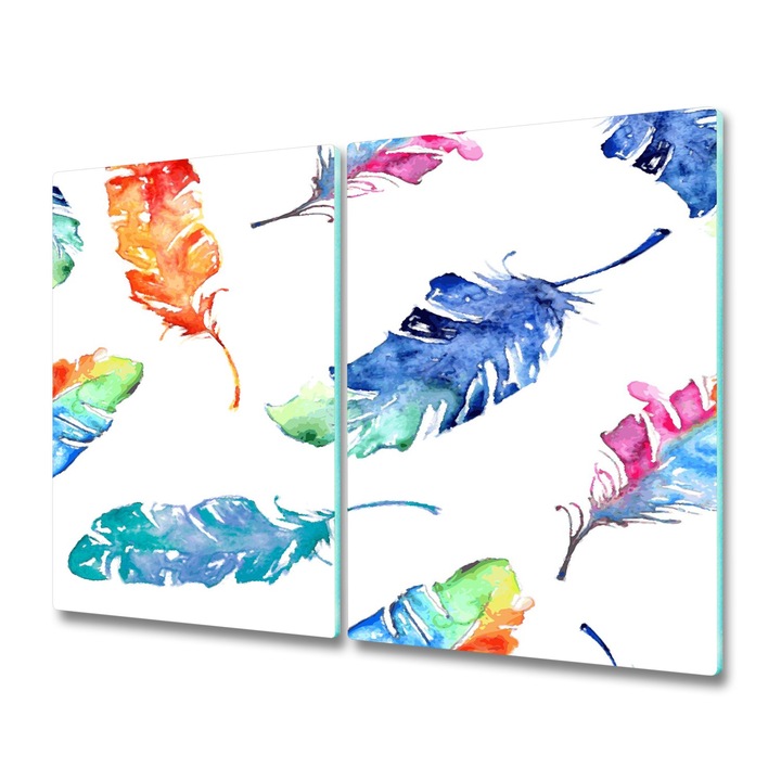 Set 2 tocatoare din sticla Tulup. Pene 71055360. 2x30x52 cm. Multicolor