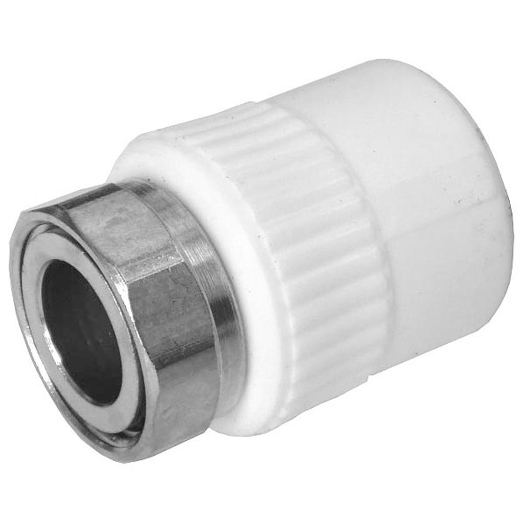 Racord semiolandez PPR alb cu filet metalic interior 20x3/4