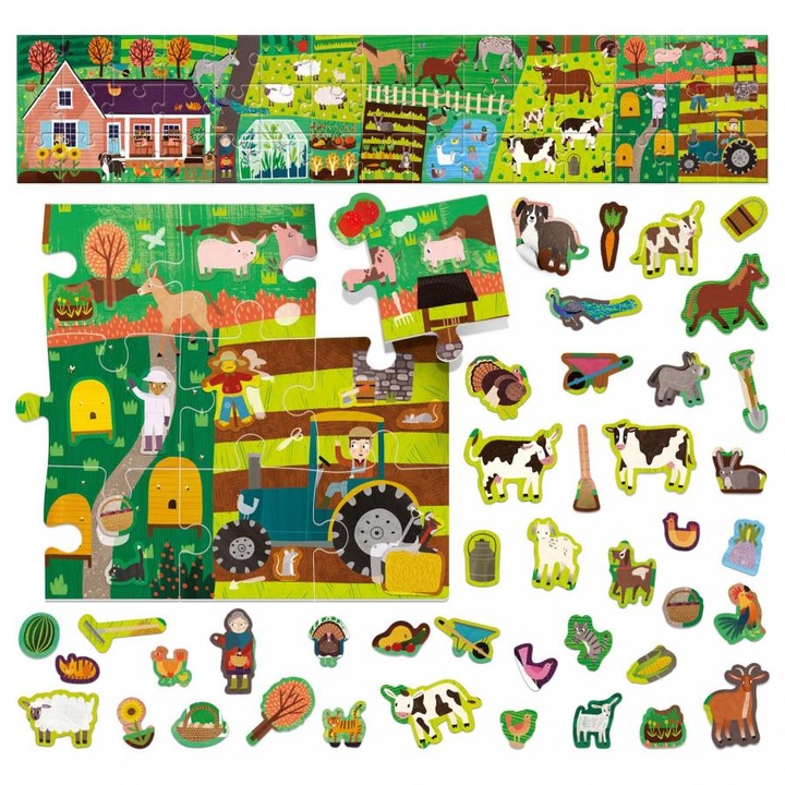 Puzzle Headu Teacher Tested - Ferma cu stickere, 45 piese