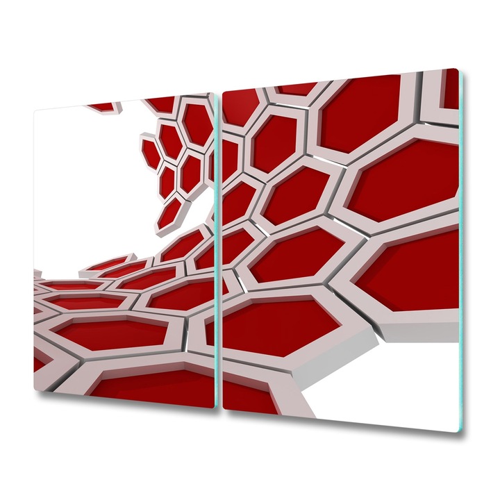 Set 2 tocatoare Tulup 59600165. Model abstract. Sticla. 2x30x52 cm. Rosu