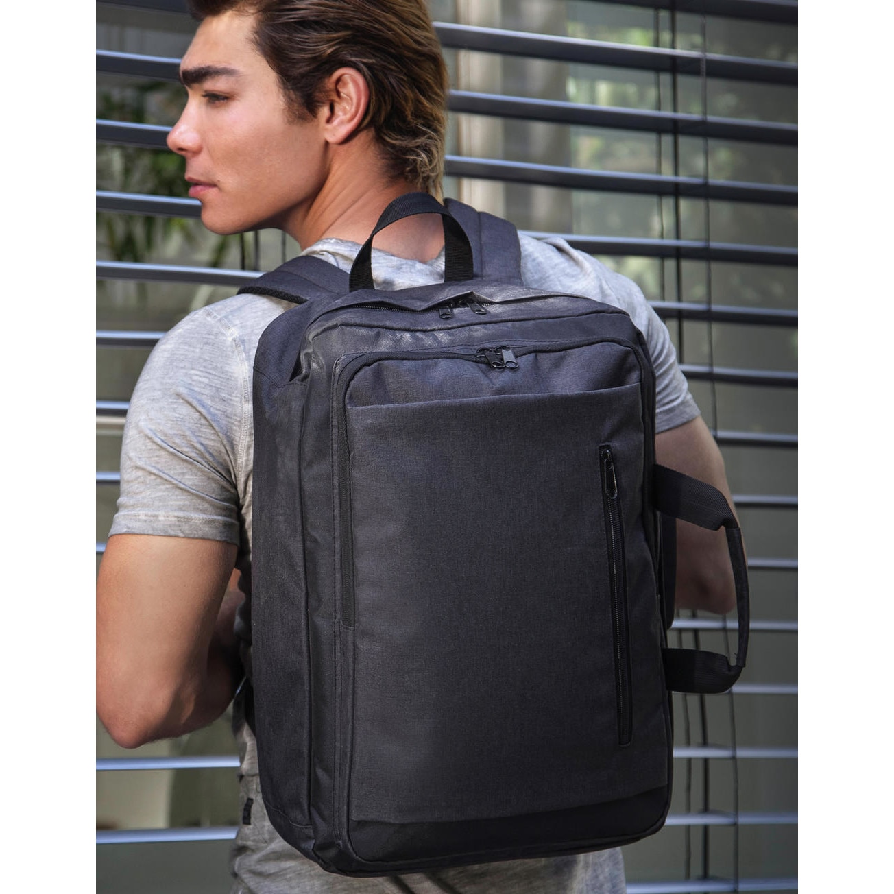Rucsac laptop, Hybrid, cu port USB, 15.6", Gri/Negru
