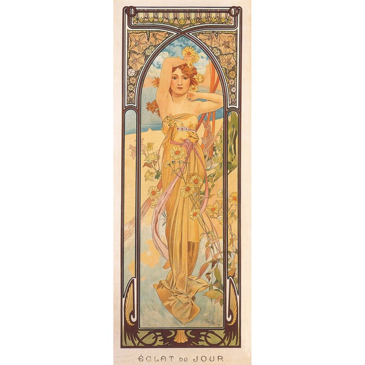 Poza panza Mucha, Myletos, Rama din lemn, 20x52cm