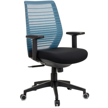 Scaun ergonomic QMOBILI X15 Albastru, mecanism syncron, suport lombar, baza PP, BR PP fixe, sezut stofa negru, spatar mesh Scaun ergonomic QMOBILI X15 Albastru, mecanism syncron, suport lombar, baza PP, BR PP fixe, sezut stofa negru, spatar mesh