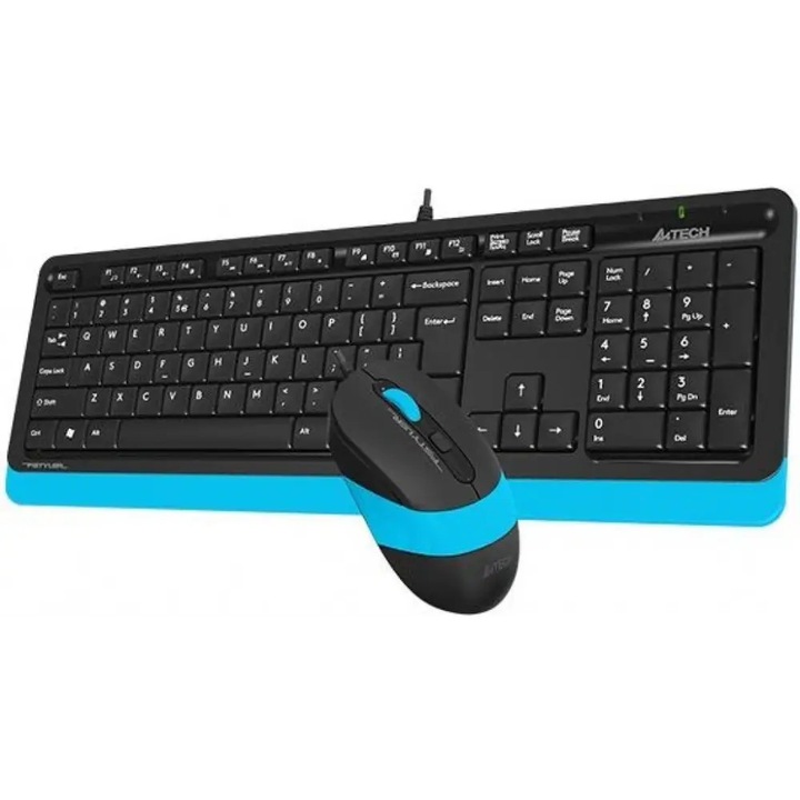 Set tastatura si mouse, A4TECH, USB, Negru/Albastru