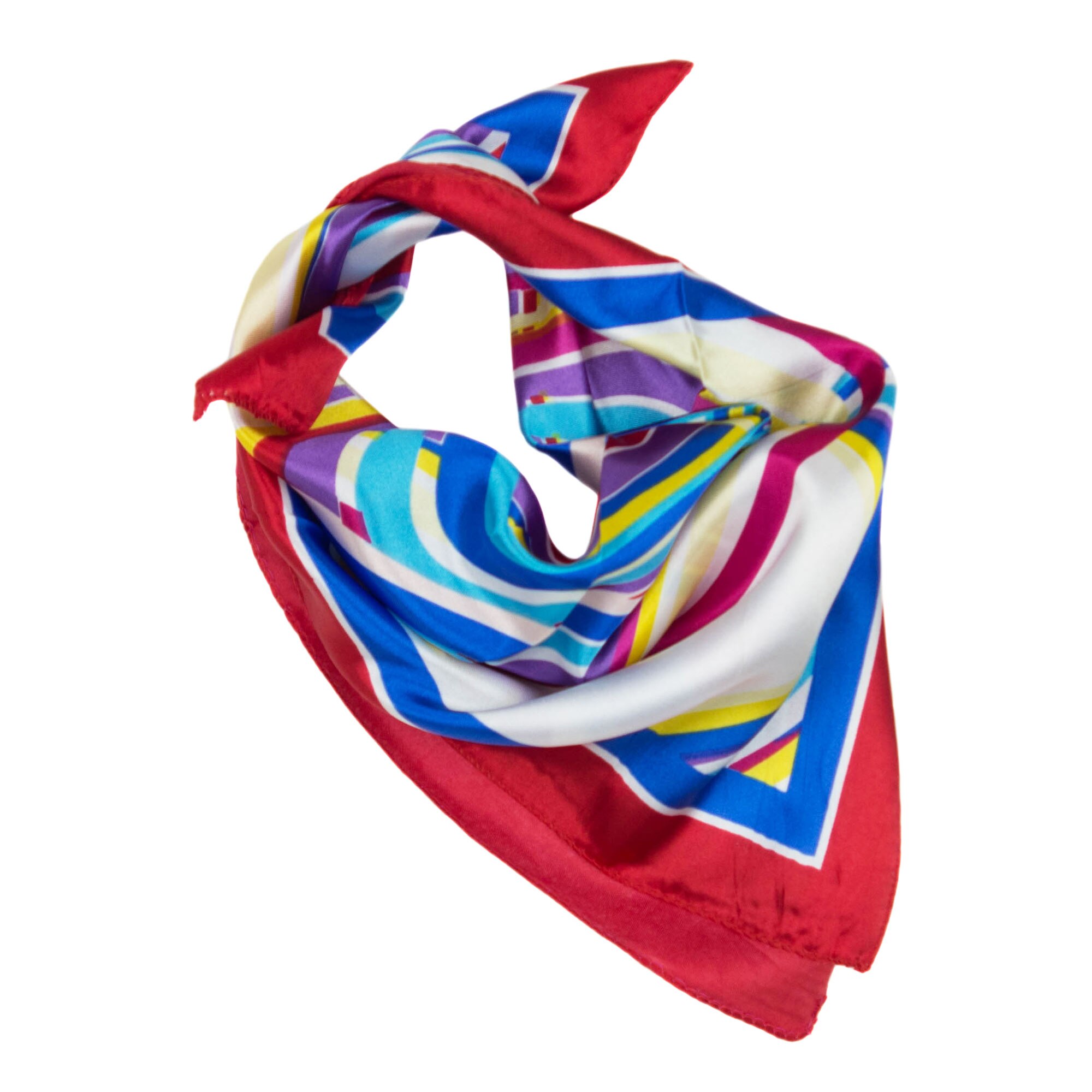 Esarfa, Batic, de dama, Buticcochet, cu linii multicolore 50x50 cm - ES289