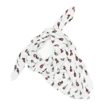 Esarfa, Batic, de dama, Buticcochet, Alb cu imprimeu floral, 70x70 cm - ES333 Esarfa, Batic, de dama, Buticcochet, Alb cu imprimeu floral, 70x70 cm - ES333