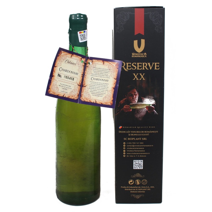 Vin alb, colectie Vinia, Chardonnay 1993, Podgoria Cotnari, Sec, 0.75l