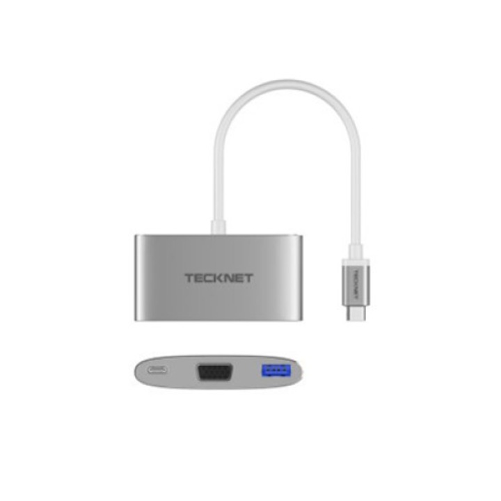 TeckNet TPD001 USB-C to VGA Multiport Adapter - адаптер за свързване от USB-C към VGA, USB-C и USB-A 3.0