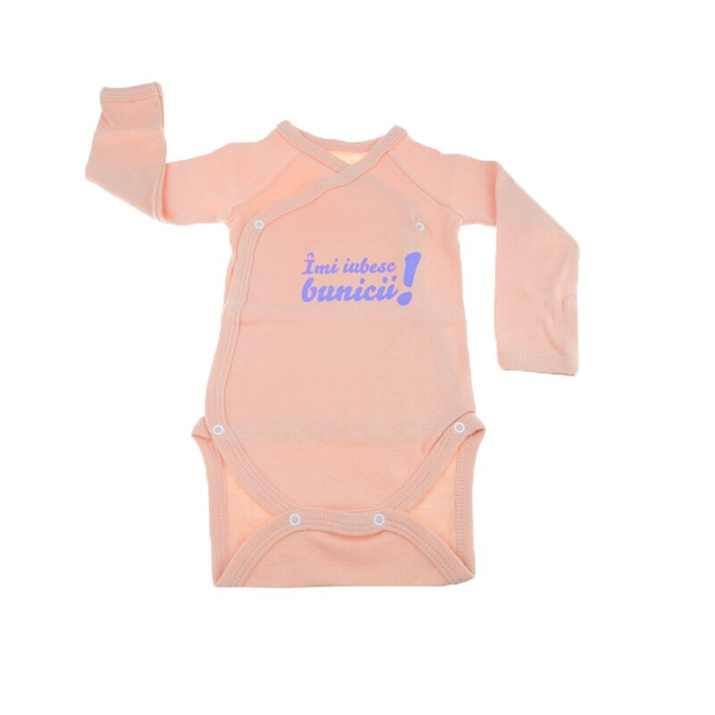 Body cu maneca lunga, bumbac, fete, Mini Bimbi, Coral