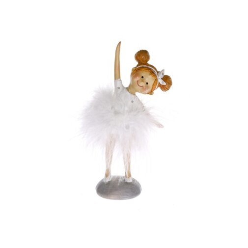 Figurina polirasina, balerina, alb, 14.5 cm