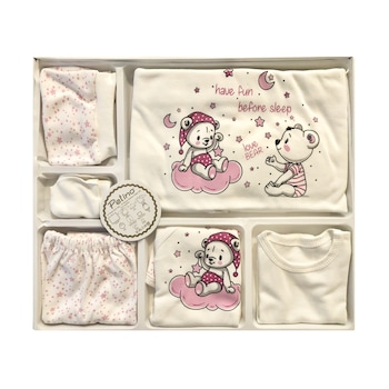 Set cadou Bebelusi/Nou-Nascut, imprimeu ursuleti, PETINO BABY, 0-4 luni, 10 piese, Bumbac 100% anti-alergic, Alb/Roz Set cadou Bebelusi/Nou-Nascut, imprimeu ursuleti, PETINO BABY, 0-4 luni, 10 piese, Bumbac 100% anti-alergic, Alb/Roz
