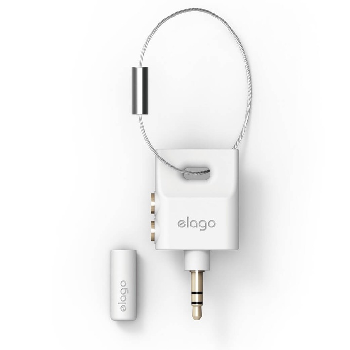 Elago Keyring Splitter - аудио разклонител (сплитер) за мобилни устройства с 3.5 мм стерео-жак (бял)