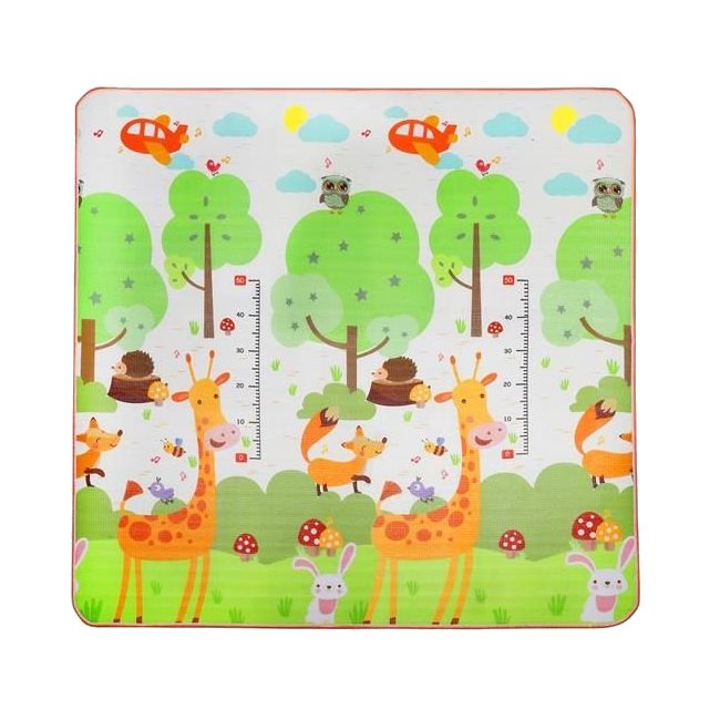 Covor de joaca cu doua fete, termoizolant, 180x180x1cm, cu geanta transport, multicolor