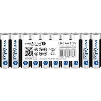 Baterii everActive Pro Alkaline AA , LR06 1.5V 10 Baterii / Set Baterii everActive Pro Alkaline AA , LR06 1.5V 10 Baterii / Set
