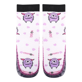 Mocasini, albi cu inimioare mov 28-29 Mocasini, albi cu inimioare mov 28-29