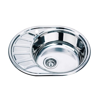 Chiuveta Fabiano, inox de 0,6mm, 570x450mm, sifon diametru mare inclus, cuva 160mm, cuva pe dreapta, Lucios Chiuveta Fabiano, inox de 0,6mm, 570x450mm, sifon diametru mare inclus, cuva 160mm, cuva pe dreapta, Lucios