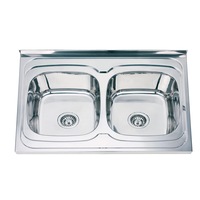 chiuveta fabiano inox de 06mm 600x800mm sifon diametru mare inclus 2 cuve de 160mm lucios imagen 56_0_
0