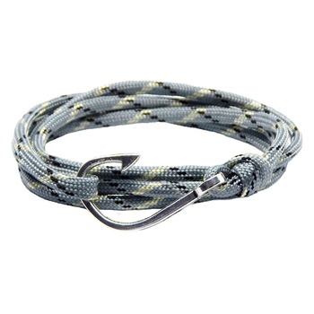 Bratara reglabila din snur paracord multicolor, preponderent gri si inchizatoare Hook Bratara reglabila din snur paracord multicolor, preponderent gri si inchizatoare Hook