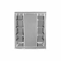 Dulap dublu din material textil, pliabil, 12 rafturi, 175x135 cm, gri