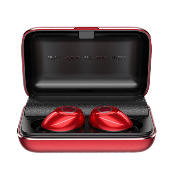 Joyroom JR-T07 Metal Earbuds Sztereó headset, Vezeték nélküli fülhallgató, Bluetooth 5.0, Piros