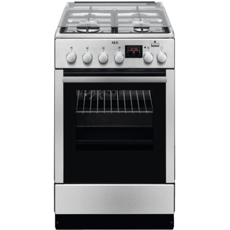 Aragaz AEG CKB56401BX, Mixt, 4 arzatoare, Aprindere electrica plita, PlusSteam, Clasa A, Grill, 50 cm, Inox