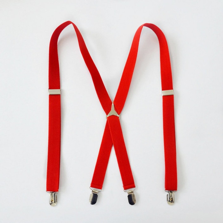 Bretele barbati 4 prinderi Rosu