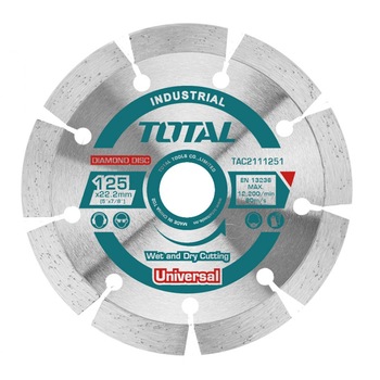 Disc debitare beton Total Industrial, diametru 125 mm, Argintiu Disc debitare beton Total Industrial, diametru 125 mm, Argintiu